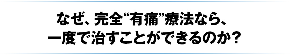 なぜ、完全“有痛”療法なら、一度で治すことができるのか?